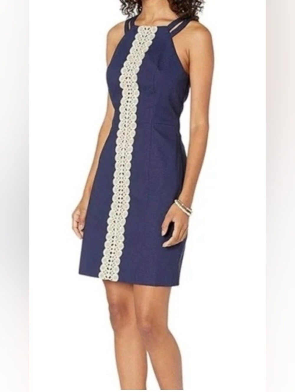 Lilly Pulitzer Navy Blue and Gold  Shift Dress Size 8